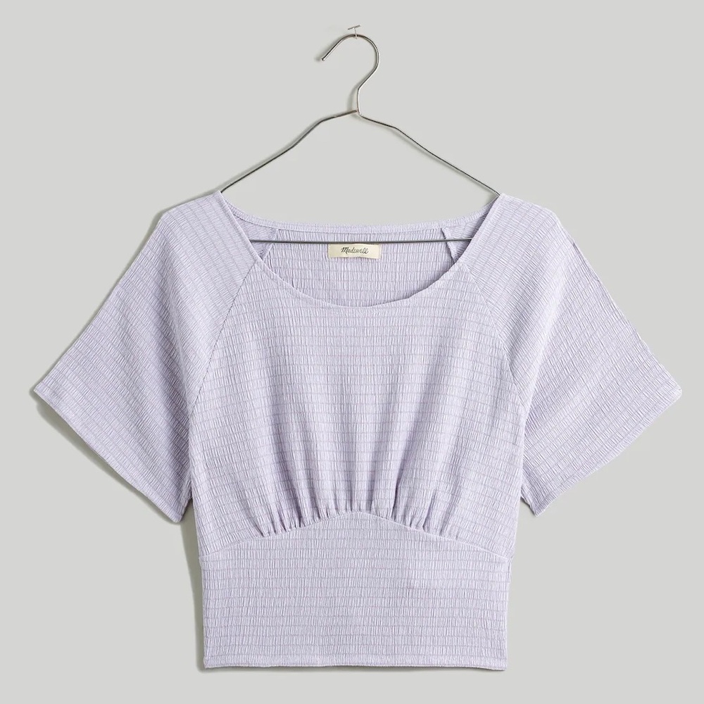 NWT Madewell Shirred Crewneck Crop Top XL dusty lavender